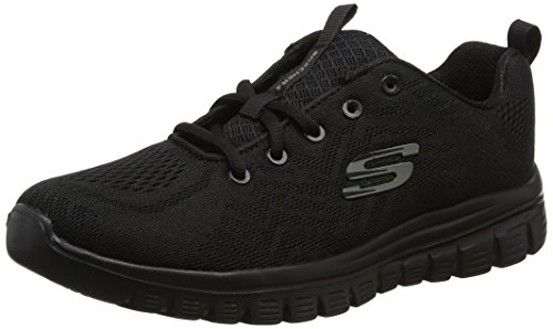 Skechers Women 12615 Low-Top Trainers, Black (Black Mesh/Trim Bbk), 2 UK (35 EU)