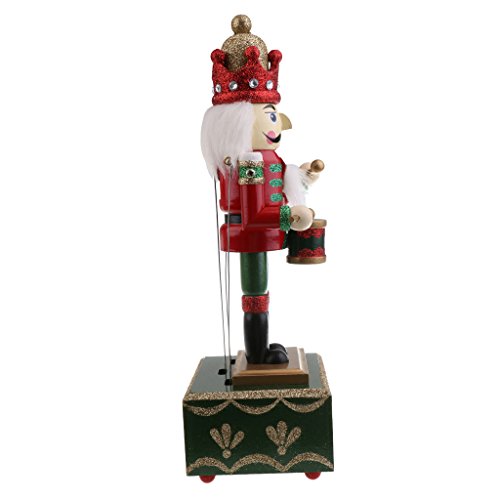 SM SunniMix Muñecas De Madera De Navidad Cascanueces Figuras Beats Drum Music Box Music Box with Clockwork House Decoration 30cm - Batería A