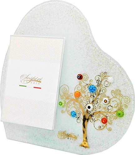 SOSPIRI VENEZIA Marco DE Foto DE Cristal Murano Árbol de la Vida 20 x 20 cm, técnica de fusión de Vidrio y Uso de Decoraciones de Murano. En su Elegante Caja litografiada. Made in Venice, Italy