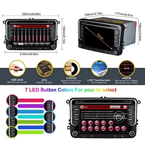 Stereo Home Autoradio 2 Din Car Stereo Satellite Navegador GPS de 7 pulgadas para VW Estéreo para Automóvil con Reproductor de CD/DVD, GPS USB SD FM AM RDS Bluetooth SWC Wince 6.0 (con Mapa de 8GB)