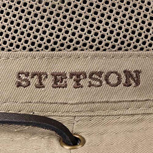 Stetson Sombrero Safari Takani Mujer/Hombre - de Trekking arbusto Malla con Tira para el mentón Verano/Invierno - M (56-57 cm) Beige