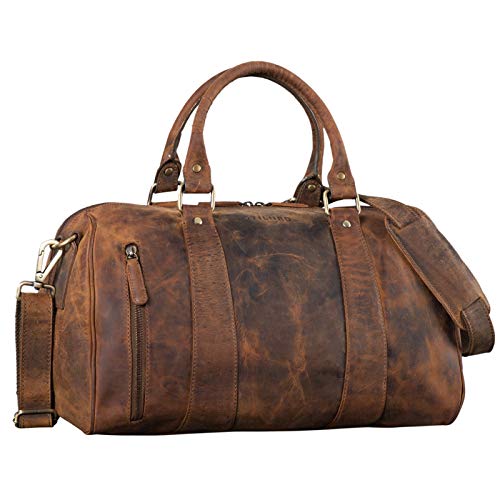 STILORD 'Keanu' Bolsa de Viaje Cuero Hombre Vintage Maleta de Mano Deporte Bolso para Equipaje de Cabina de de Piel auténtico, Color:marrón - Medio