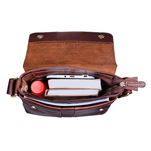 STILORD 'Lian' Vintage Bolso de Hombro de Cuero Marrón Bolso Bandolera Mediano para Hombres Mujeres Bolso Mensajero para Tablet de 10.1' de Piel Auténtico, Color:Cognac marrón Oscuro