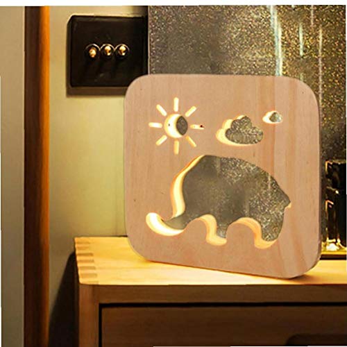 Table En Bois Motif Sculpture Lumière Nuit 3D Bureau Led Lampe Côté Veilleuse Décoration Art Lights Sculpture Pour Enfants