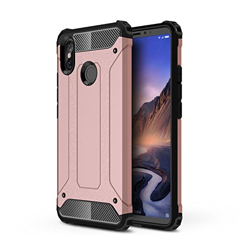 TANYO Compatible con Xiaomi Mi MAX 3 Heavy-Duty Anti-Caída Phone Case, Extraíble 2 en 1 a Prueba de Golpes Robusto y Durable Fashion Ultra-Thin Funda Protectora Oro Rosa.