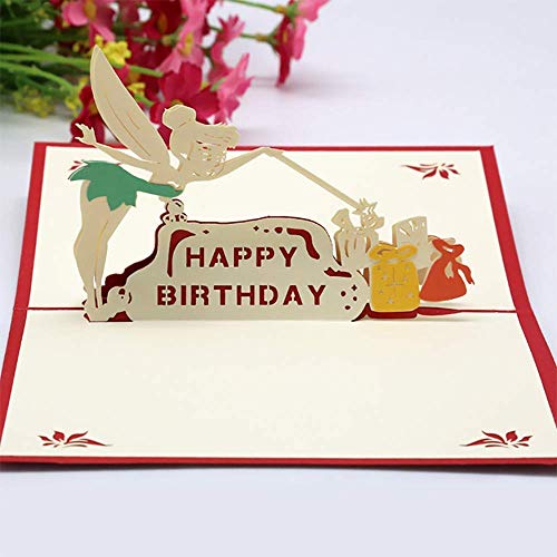 Tarjeta de Cumpleaños 3D,Tarjetas de felicitación Cumpleaños,Tarjeta de felicitación emergente 3D,sobre Incluido (Rojo)