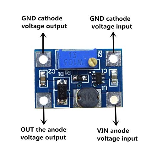 TECNOIOT 5pcs DC-DC SX1308 Step-UP Adjustable Step Up Boost Converter 2-24V to 2-28V 2A