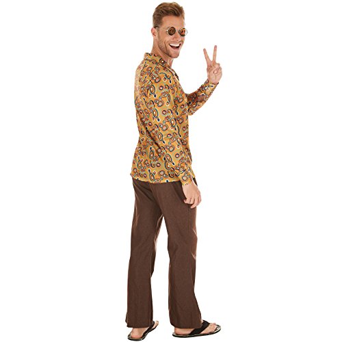 TecTake Disfraz de Hippie John para Hombre | Camisa Retro de Tela y Pantalones desenfadados (M | No. 300963)