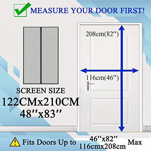 TheFitLife Mosquitera Cortina Puerta Exterior - Red de fibra de vidrio al 100% con de cierre de gancho y bucle e imanes potentes que cierran instantáneamente, dejando todos los insectos fuera.