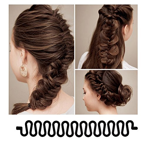 TIMESETL 2pcs Pelo Moño Maker y 1pc Moda Pelo Trenzado Fibra Sintética Moño Alto Herramienta Mágica DIY Twist Pelo de Peinado Marrón y Golden