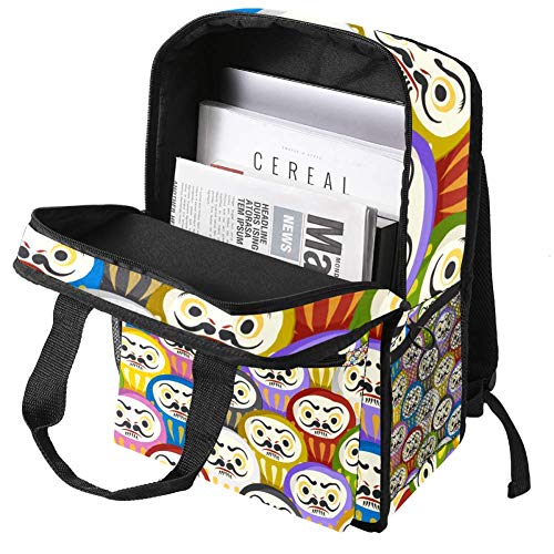 TIZORAX Mochila para mujeres japonesas Daruma Muñecas Nuevas Chicas Adolescentes Niños Escuela Colegio Bolsa de Librero Acolchado Senderismo Bolsas de Viaje Casual Daypack