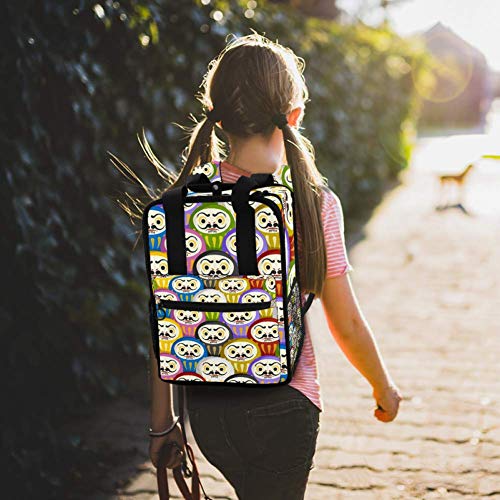 TIZORAX Mochila para mujeres japonesas Daruma Muñecas Nuevas Chicas Adolescentes Niños Escuela Colegio Bolsa de Librero Acolchado Senderismo Bolsas de Viaje Casual Daypack