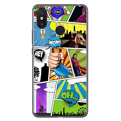 Tumundosmartphone Funda Gel TPU para XIAOMI MI MAX 3 diseño Comic Dibujos