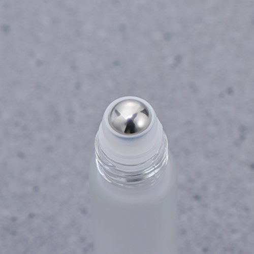 ULTNICE Botellas de rodillo de vidrio esmerilado de 10 ml Rollon Botellas de perfume de aceites esenciales con bola y tapa 6 piezas (Blanco)