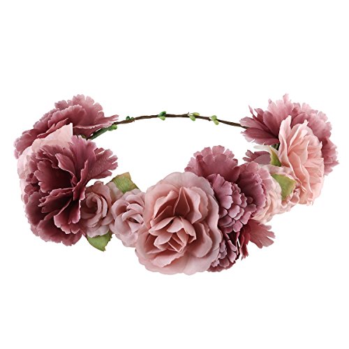 ULTNICE - Diadema de flores para dama de honor, corona de flores boho, guirnalda floral para el pelo, accesorios para bodas, fiestas creativas.