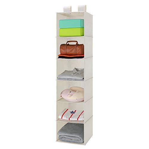 UMI. by Amazon - Organizador para Armario de 6 Niveles, Estantería Colgante para Armario, Estantería Colgante de Tela para Ropa, Beige, 130,8 cm