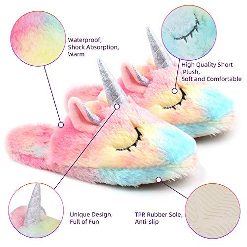 Unicornio Zapatillas Casa Niña Pantuflas Invierno de Estar Peluche Antideslizante Cómodas Slippers