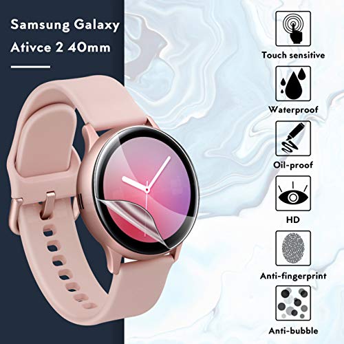 UniqueMe [5 Pack] Protector de Pantalla para Samsung Galaxy Watch Active 2 40mm, [Flexible] Película Transparente de Burbuja de TPU Huella Digital Disponible Suave