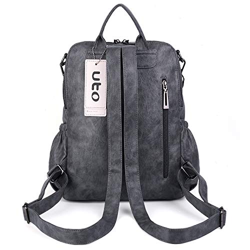 UTO - Bolso Mochila de Mujer Cuero Sintético Bolso Bandolera Bolso Escolar con Bolsillos Laterales con Borlas Gris 1