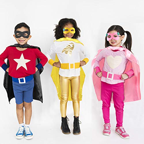 vamei Capas de Superhéroe para Niños Capa y Máscaras de Superhéroe Halloween Disfraz Ideas Kit de Valor de Cosplay de Diseño de Fiesta de Cumpleaños de Navidad - Juguetes para Niños y Niñas