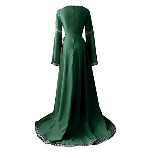 Vestidos para Mujer,Medieval Renacimiento Vestidos Coctel Elegante Larga Vintage Manga Larga Vestidos Fiesta Color sólido Slim Fit Mujer Vestido de Noche Vestidos Trajes Cosplay vpass