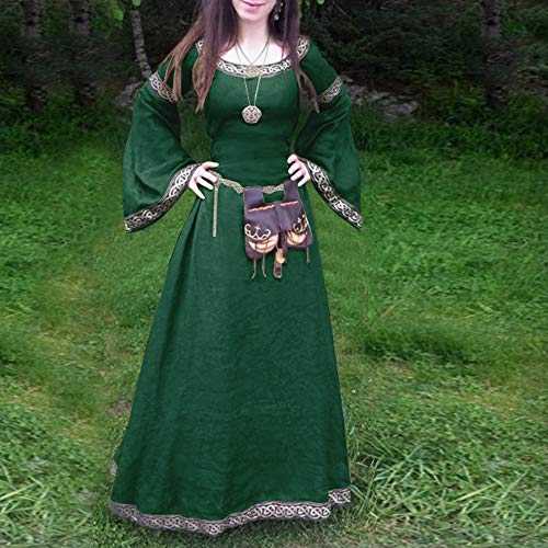 Vestidos para Mujer,Medieval Renacimiento Vestidos Coctel Elegante Larga Vintage Manga Larga Vestidos Fiesta Color sólido Slim Fit Mujer Vestido de Noche Vestidos Trajes Cosplay vpass