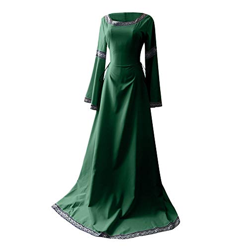 Vestidos para Mujer,Medieval Renacimiento Vestidos Coctel Elegante Larga Vintage Manga Larga Vestidos Fiesta Color sólido Slim Fit Mujer Vestido de Noche Vestidos Trajes Cosplay vpass