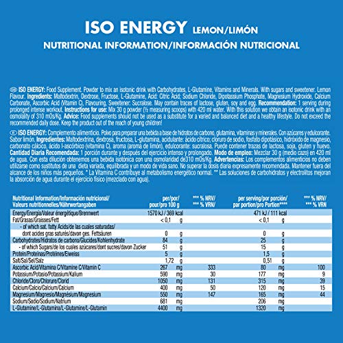 Victory Endurance Iso Energy Limón 900g. Rápida energía e hidratación.Con extra de Sales minerales y enriquecido con Vitamina C