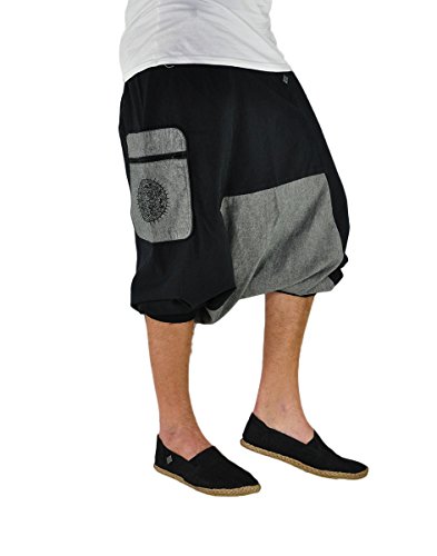 virblatt - Harem Shorts para Hombre y Mujer S-XL como Ropa Ética - Kleiner Bruder - Negro - Large/X-Large