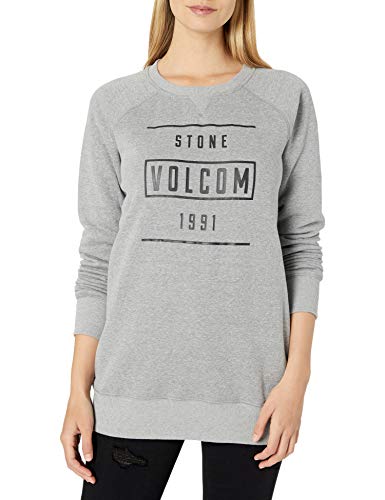 Volcom 6MILE Pullover Butter Heather Fleece Crew Chaqueta Ligera de algodón, Gris, S para Mujer