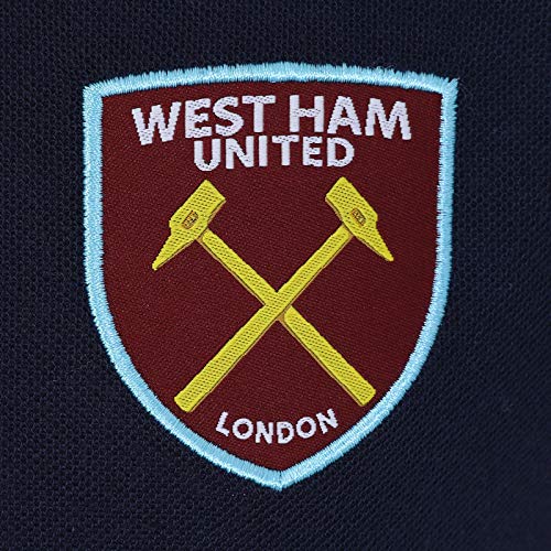 West Ham United FC Polo Oficial Para Hombre - con el Escudo del Club - Azul Marino - M