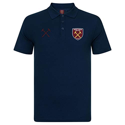 West Ham United FC Polo Oficial Para Hombre - con el Escudo del Club - Azul Marino - M