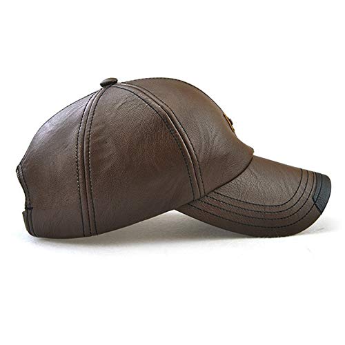 Wiemoon Hombres Gorras Gorra de Béisbol PU Deporte Al Aire Libre Hombres Sombreros Café Ligero 56-60 CM