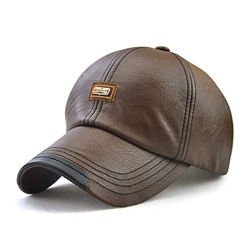 Wiemoon Hombres Gorras Gorra de Béisbol PU Deporte Al Aire Libre Hombres Sombreros Café Ligero 56-60 CM