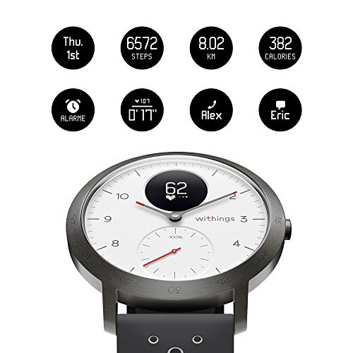 Withings Steel HR Sport Reloj Inteligente Híbrido, Unisex Adulto, Blanco, 40 mm