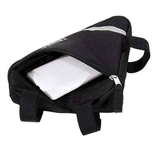 Wommty Bike Triangle Vélo Avant de Vélo Tube Cadre Pouch Sac de Selle avec Bande Réfléchissante, Noir