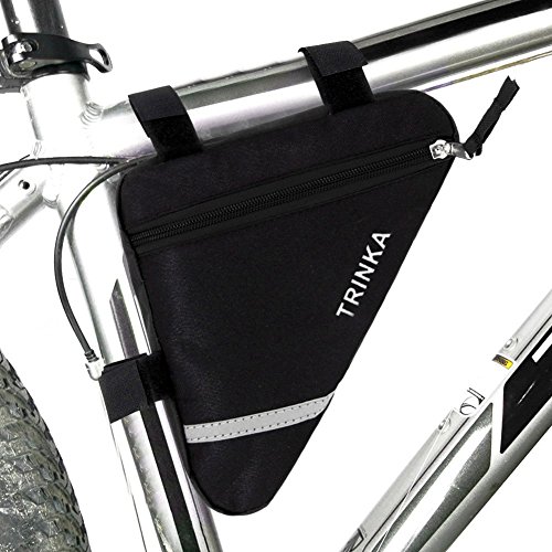 Wommty Bike Triangle Vélo Avant de Vélo Tube Cadre Pouch Sac de Selle avec Bande Réfléchissante, Noir