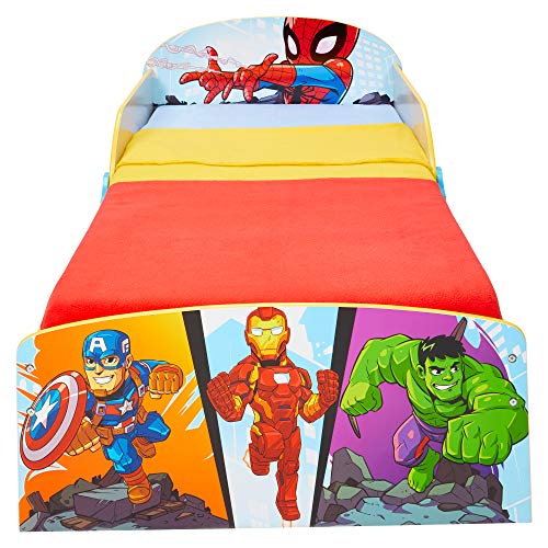 Worlds Apart Marvel Superhéroes-Cama Infantil para niños pequeños con cajón Inferior, Tela, 142x77x59cm