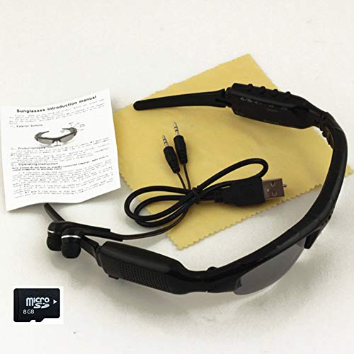 WOTUMEO Multifuncionales Gafas De Sol MP3 Mini DV DVR De La Cámara De Vídeo Espía De Los Vidrios De La Cámara Espía De Los Vidrios De Conducción + 8 GB Tarjeta Memoria