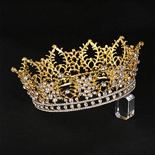 WSXEDC Tiaras Corona Mujer, Queen Crown Barroco Círculo Dorado Planta Hoja Cristal Adulto Diademas para Niñas Joyería para El Cabello Boda Nupcial Fiesta De Cumpleaños Baile De Graduación Regalos De