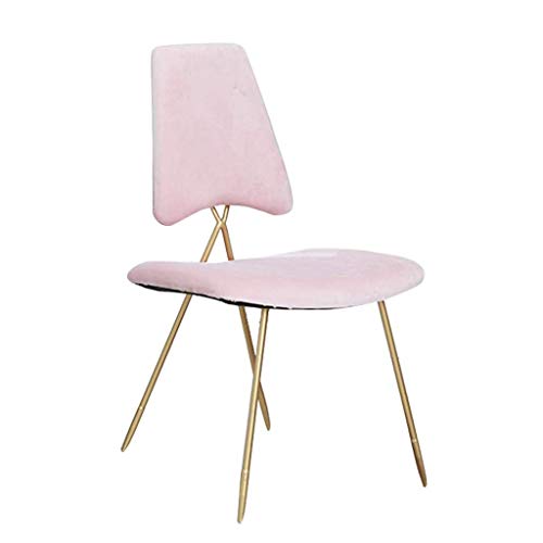 WXF Tocador Silla de Comedor, Plancha Art Velvet Tela Asiento de La Silla de Maquillaje Banco Acolchado Vestir Salón Dormitorio Cafe (Color : Pink)