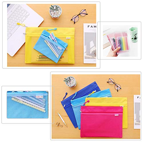 Xiuyer 6x Bolsas de Documentos con Zipper A4 A5 B5 Cartera de Papelería de Doble Capa & 1x A6 Clasificador Carpeta de Acordeón Expandible 13-Pocket File Folder Archivo Organizador para Escuela Oficina