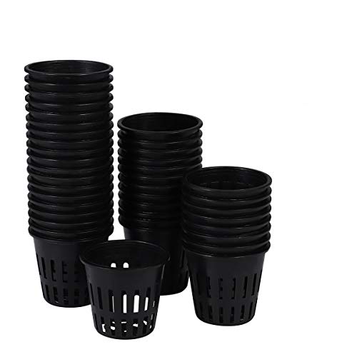 Yardwe 40 unidades de 5 cm de red de jardín tazas macetas de plástico hidropónicos red cubo cesta para suministros hidropónicos (Negro)