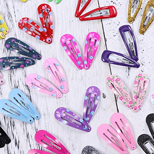 Yeahibaby 100 unids 9 sets broches de pelo a presión sin deslizamiento metal pinza de pelo Barrettes para niñas niños pequeños accesorios para el cabello de los niños (estilo mixto)