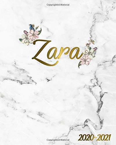 Zara 2020-2021: Marble & Gold 2 Year Weekly & Monthly Planner | 2020-2021 Floral Two-Year Agenda & Organizer | To-Do’s, Inspirational Quotes, Vision ... Notes | Personal Name Gift for Girls & Women