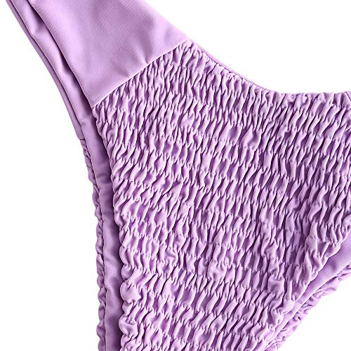 ZEZCLO - Bikini de dos piezas con corte en V para mujer Morado malva M