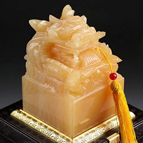 ZHIBO - Grifo de topacio Beige Natural con Sello Imperial de Jade para decoración de Jade, Certificado de decoración
