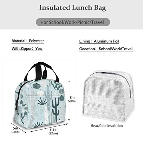 ZYWL ~ Bolsa de almuerzo Desert Botanicals, lindas bolsas de almuerzo para mujeres, niños, niñas, hombres, adolescentes, niños, caja de almuerzo con aislamiento impermeable para el trabajo, la escuela