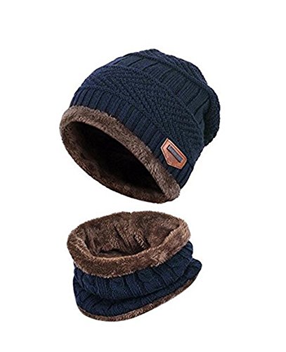 ZZLAY Kids Winter Thick Beanie Hat Bufanda Conjunto Slouchy Warm Snow Knit Skull Cap