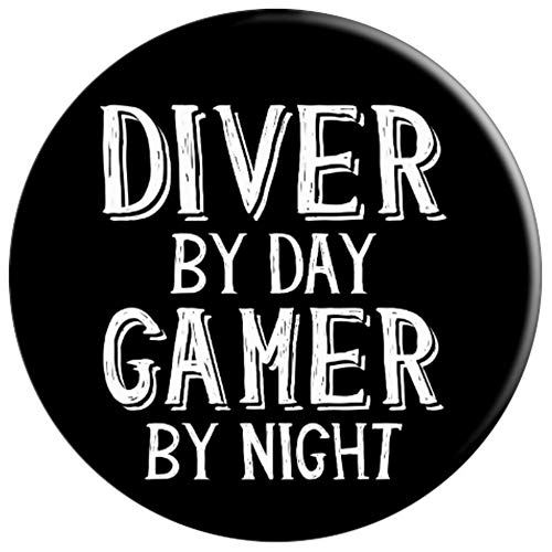 Diver By Day Gamer By Night - Top Gift For Ocean Divers PopSockets Agarre y Soporte para Teléfonos y Tabletas